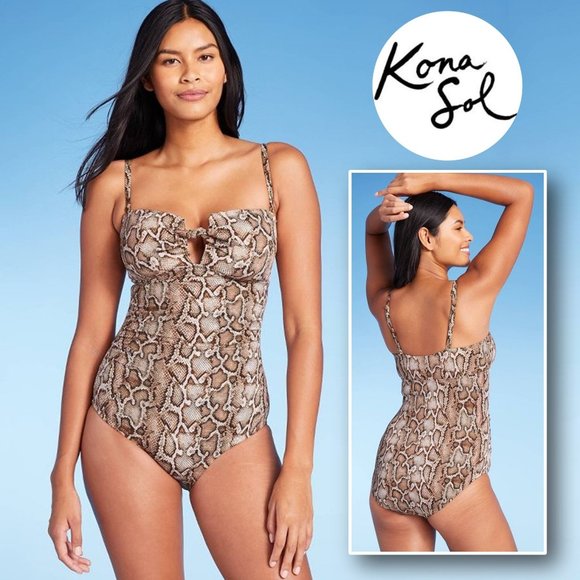 KONA SOL Pique Bandeau Classic One Piece Swimsuit  😎  NEW WITH TAG! - Picture 1 of 7